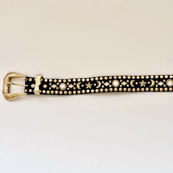 RARE Kippys Swarovski Crystal Studded Western Belt Leather Gold Celestial 22-29 - Picture 4 of 13